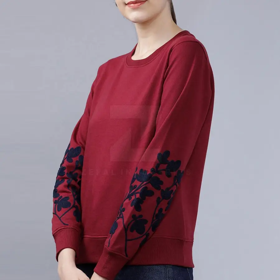 Women's Winter 100% Cotton Breathable Lightweight Knitted Custom Design Casual Full Sleeve Sweatshirt-Front Logo High Quality — Zefal Industries product photograph 2 of 2