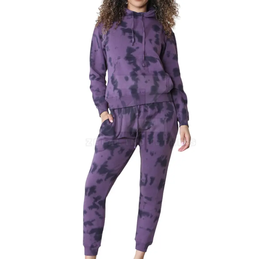 Design Your Own Winter Plus Size Hooded Women's Tracksuits Two-Piece Set Long Sleeves Tie Dye Pattern 100% Cotton Customizable — Zefal Industries product photograph 1 of 2