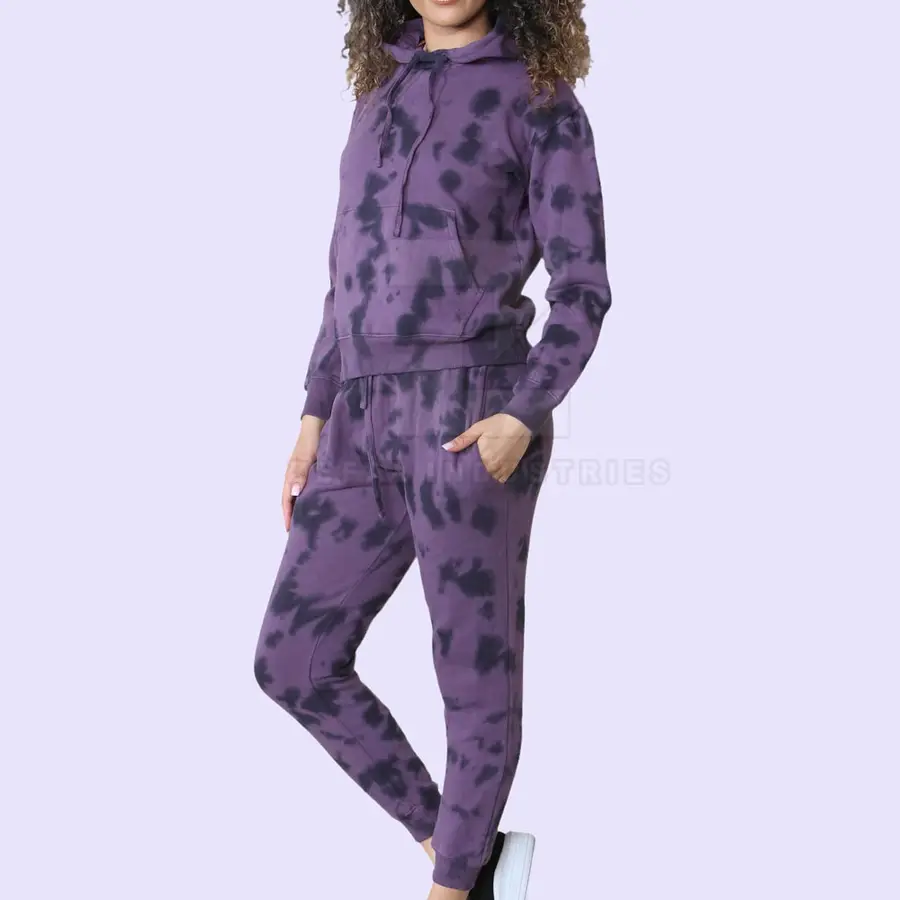 Design Your Own Winter Plus Size Hooded Women's Tracksuits Two-Piece Set Long Sleeves Tie Dye Pattern 100% Cotton Customizable — Zefal Industries product photograph 2 of 2