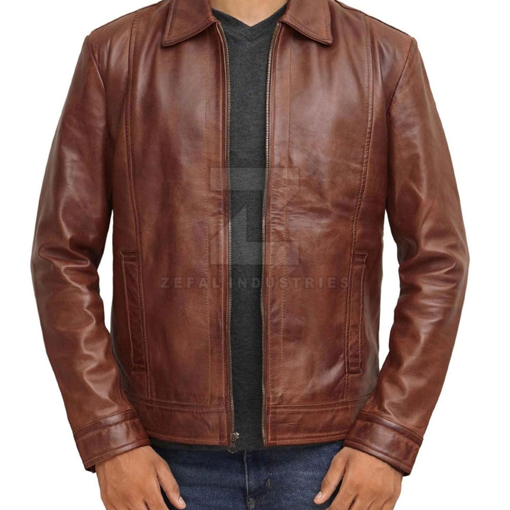 Men's Casual Leather Jacket — Zefal Industries product photograph 2 of 2