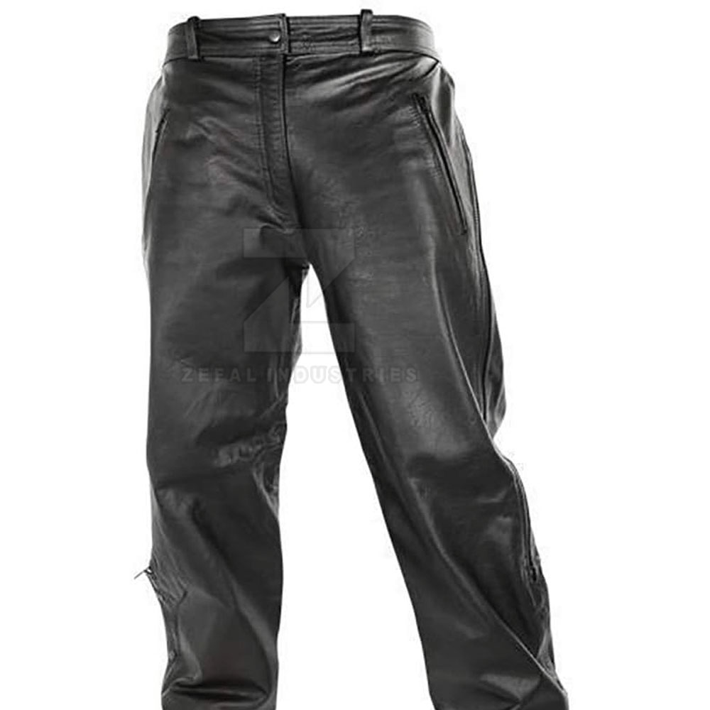 Flat-Front Leather Pants — Zefal Industries product photograph 1 of 2